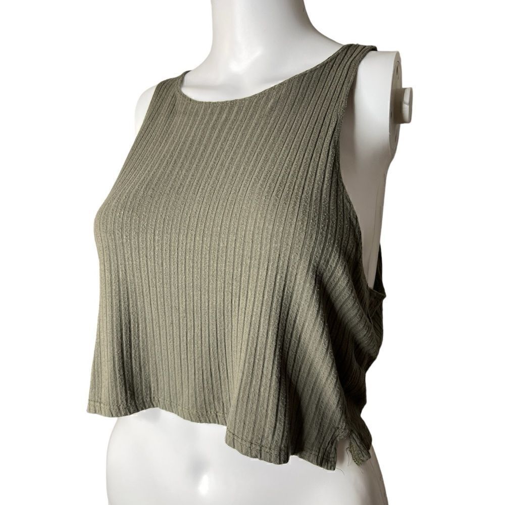 Forever 21 ribbed High Neck Loose Tank Top Green Size Large